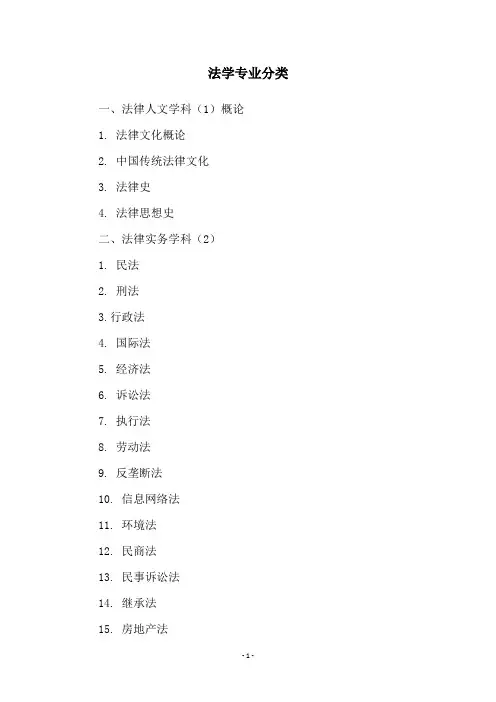 法学专业分类