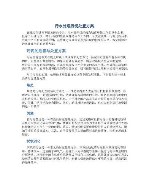 污水处理污泥处置方案