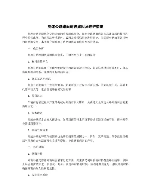 高速公路路面病害成因及养护措施