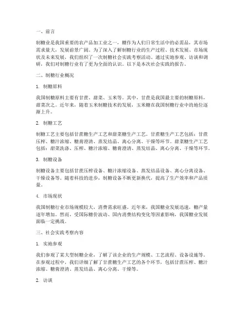 制糖社会实践报告