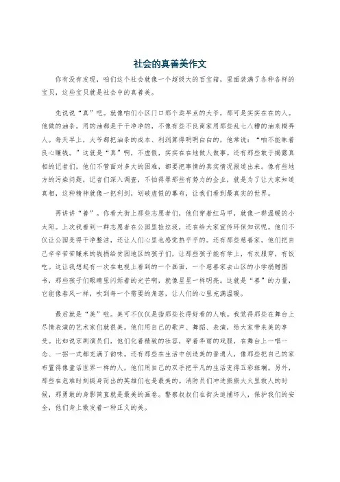 社会的真善美作文