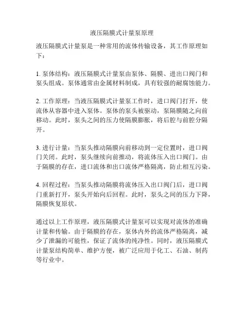 液压隔膜式计量泵原理