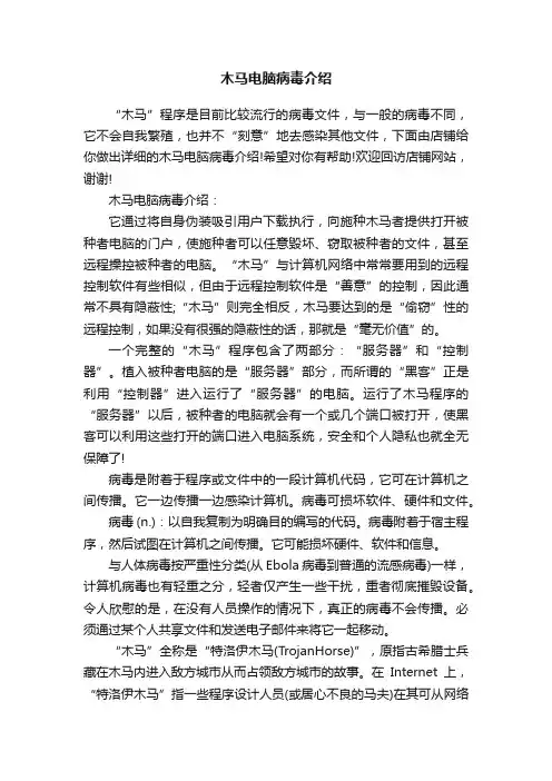 木马电脑病毒介绍