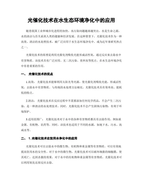 光催化技术在水生态环境净化中的应用