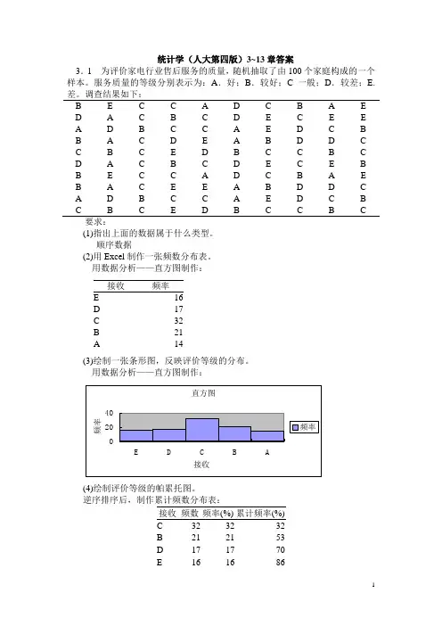 统计学(人大第四版)课后习题答案___贾俊平、何晓