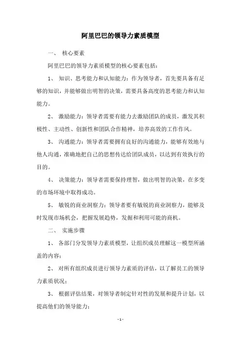 阿里巴巴的领导力素质模型