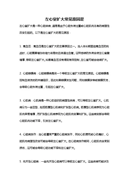 左心室扩大常见原因是