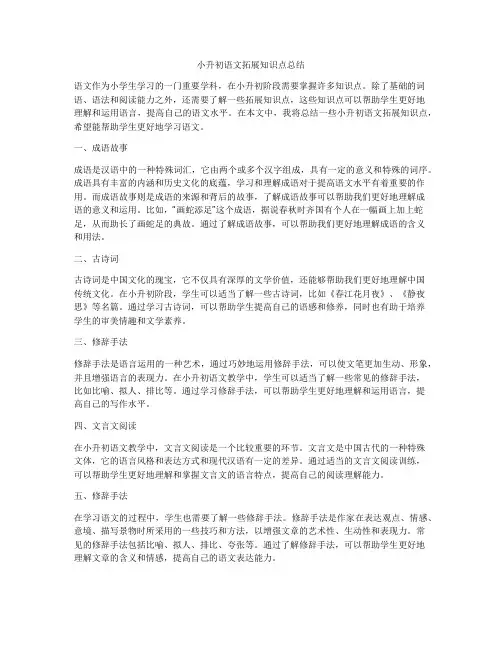小升初语文拓展知识点总结