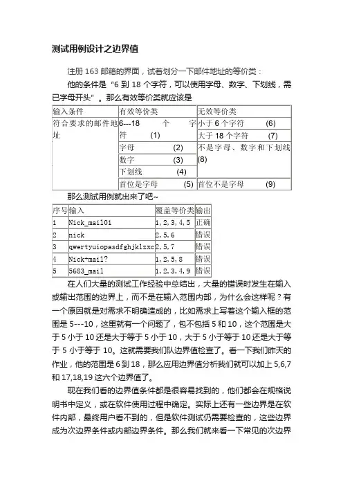 测试用例设计之边界值
