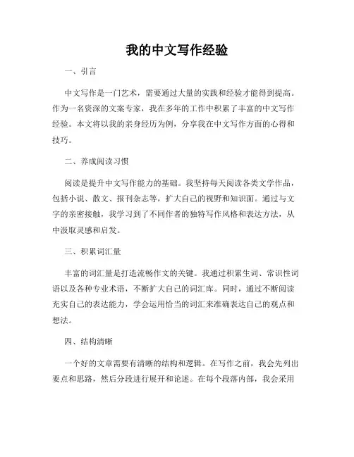 我的中文写作经验