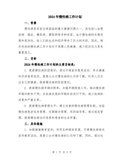 2024年慢性病工作计划