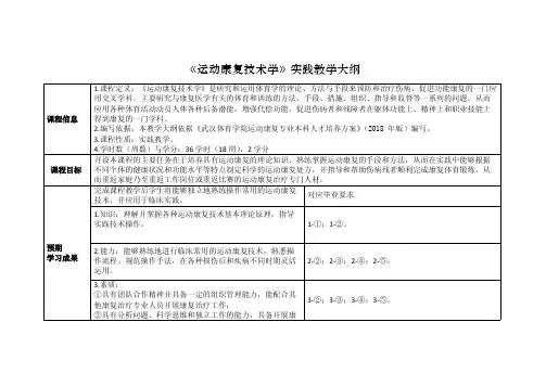 《运动康复技术学》实践教学大纲