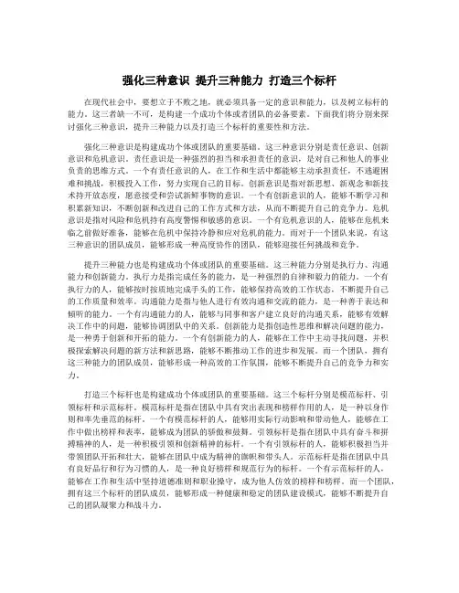 强化三种意识 提升三种能力 打造三个标杆