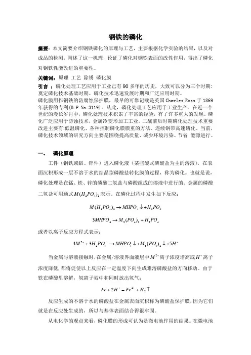 钢铁磷化实验报告