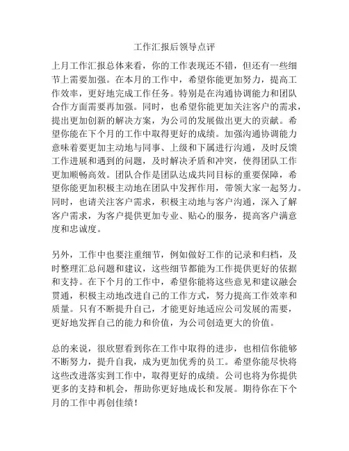工作汇报后领导点评