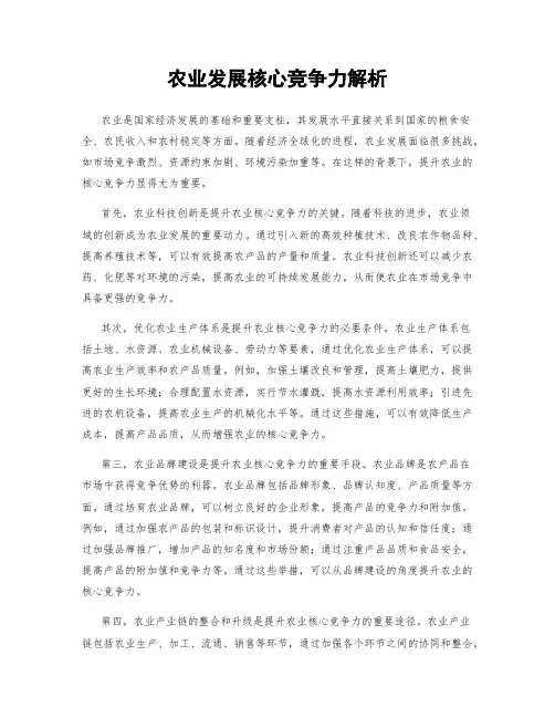 农业发展核心竞争力解析