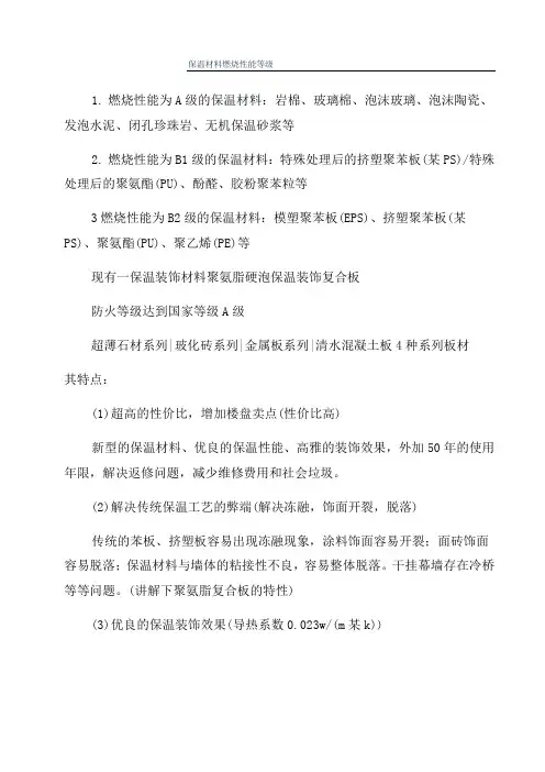 保温材料燃烧性能等级