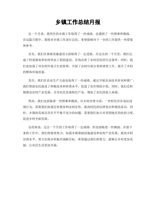 乡镇工作总结月报