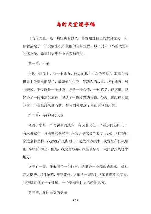 鸟的天堂逐字稿