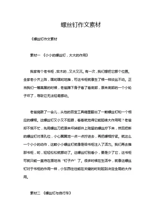 螺丝钉作文素材