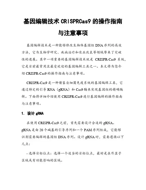 基因编辑技术CRISPRCas9的操作指南与注意事项