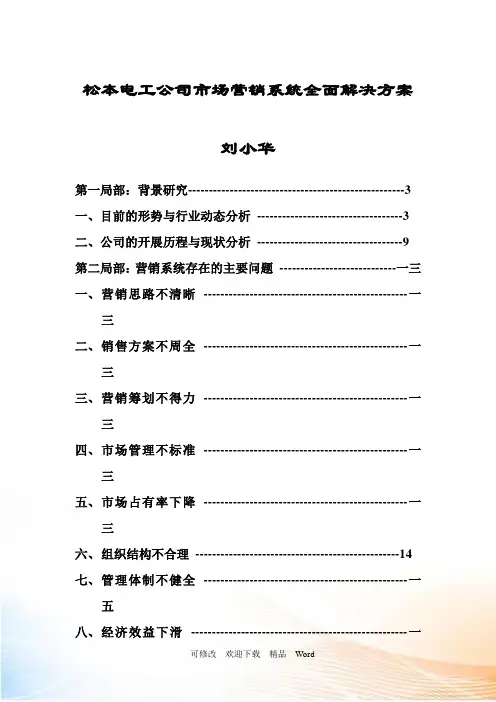 电工公司市场营销方案分析