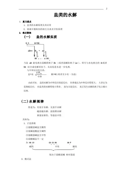 盐类的水解知识点总结