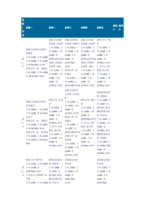 土木大三上学期课表
