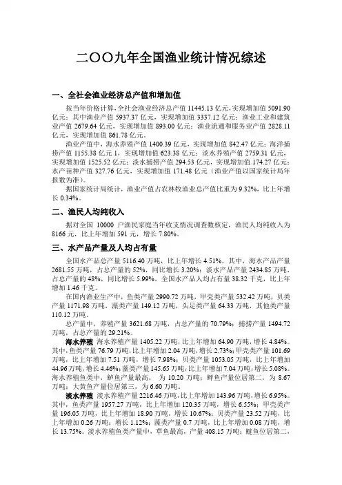 2009中国渔业统计年鉴介绍