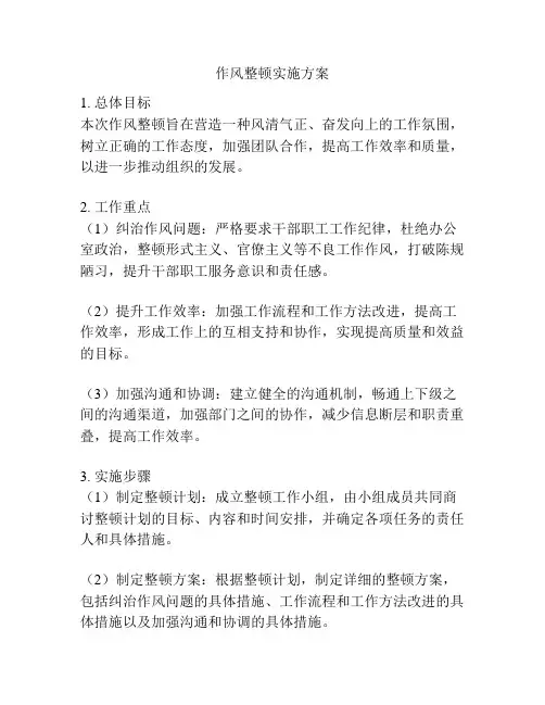 作风整顿实施方案