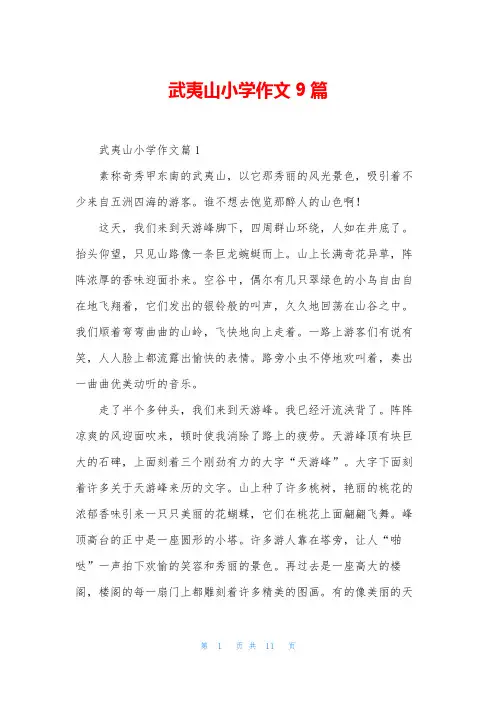 武夷山小学作文9篇