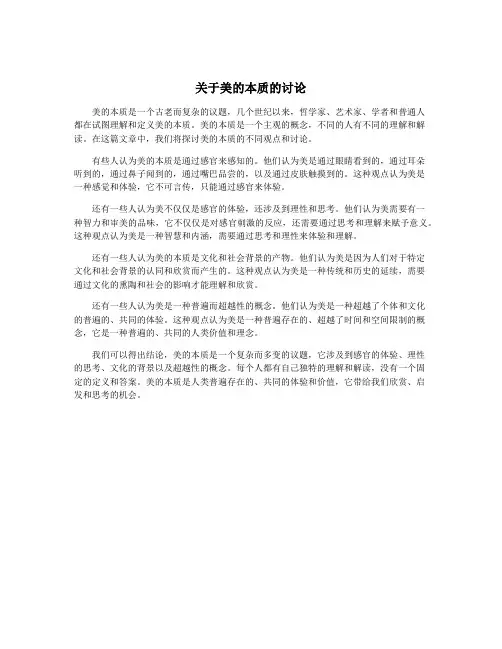 关于美的本质的讨论