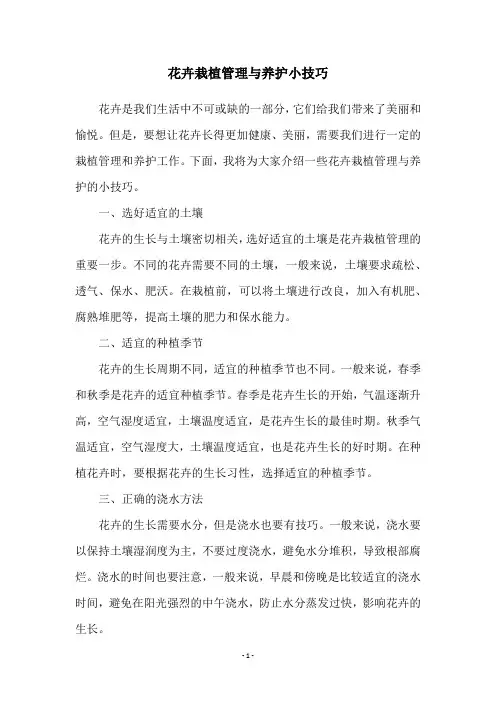 花卉栽植管理与养护小技巧