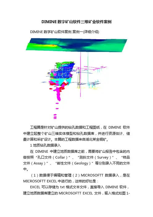DIMINE数字矿山软件三维矿业软件案例
