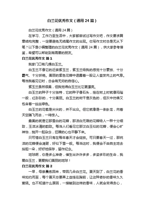 白兰花优秀作文（通用24篇）