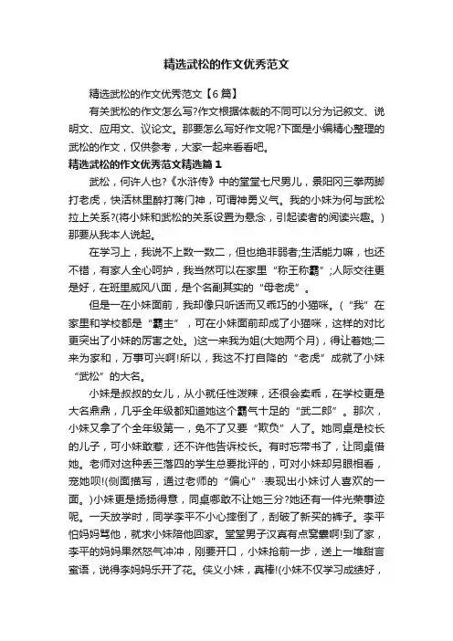 精选武松的作文优秀范文