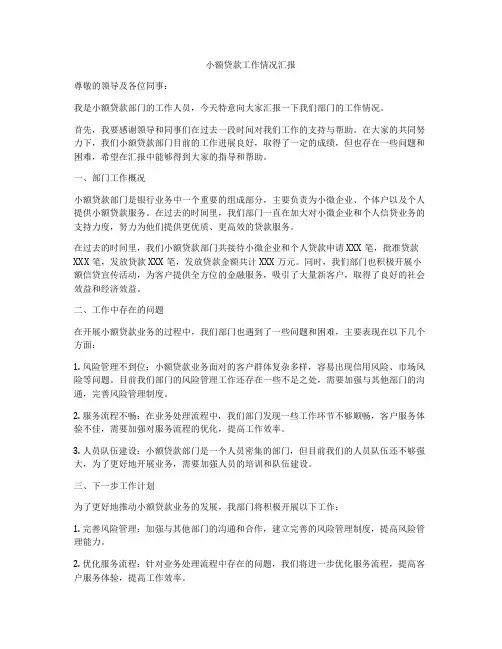 小额贷款工作情况汇报