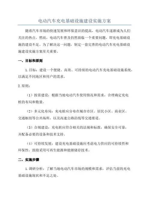 电动汽车充电基础设施建设实施方案