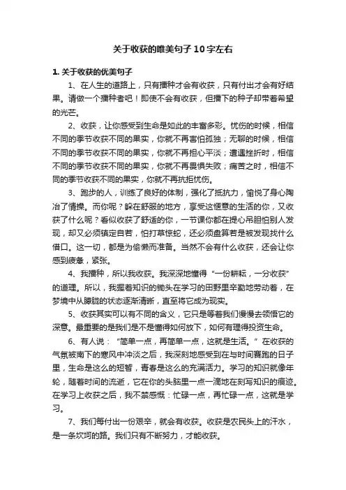 关于收获的唯美句子10字左右