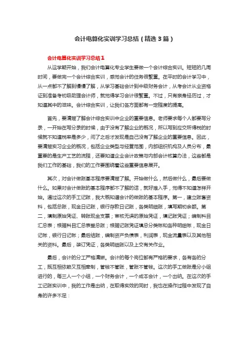会计电算化实训学习总结(精选3篇)