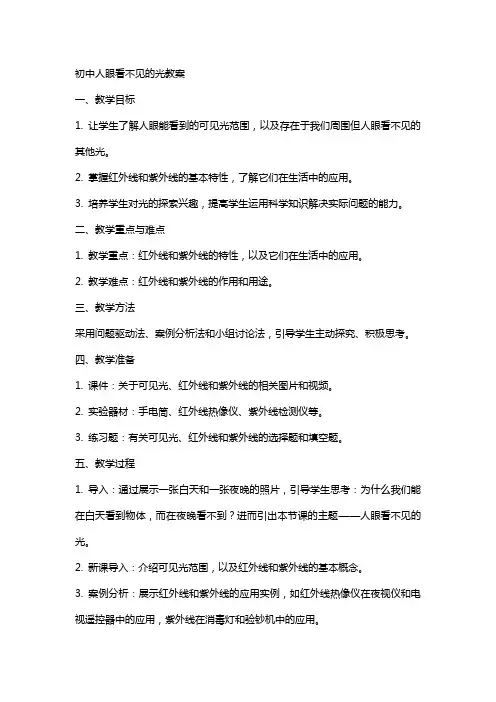 初中人眼看不见的光教案