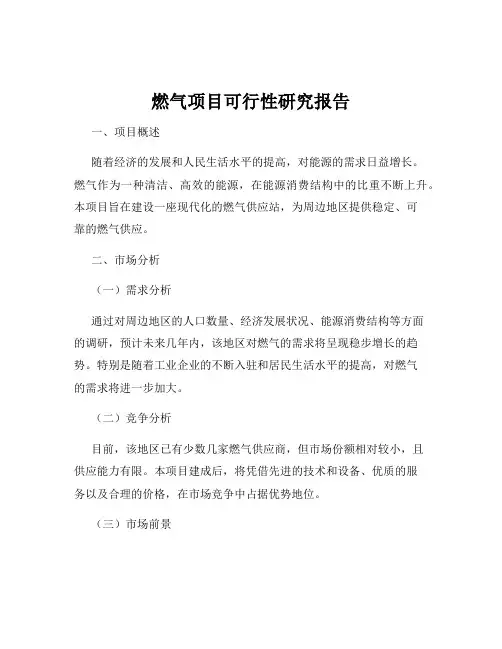 燃气项目可行性研究报告