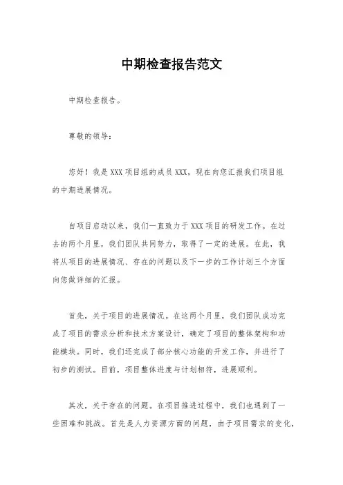中期检查报告范文