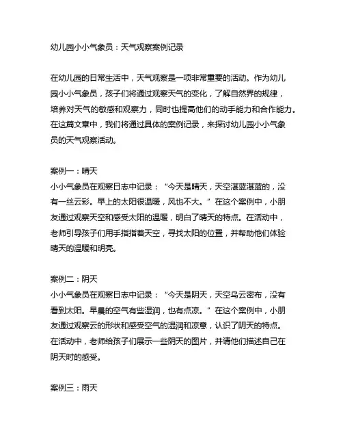 幼儿园小小气象员：天气观察案例记录