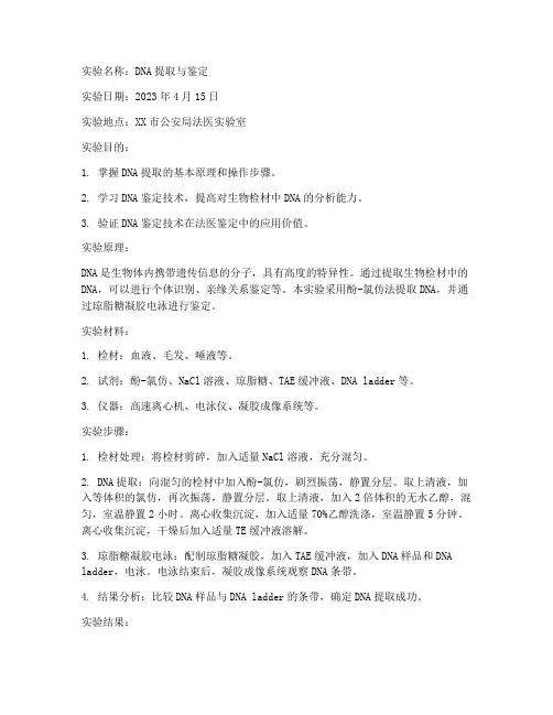 法医研究实验报告范文