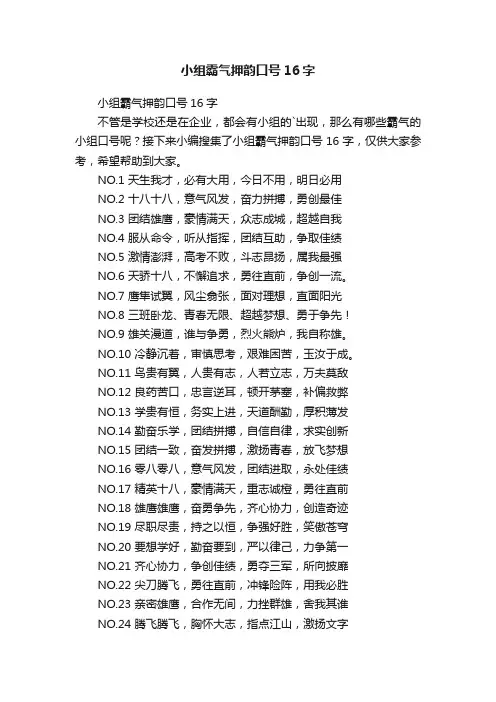 小组霸气押韵口号16字