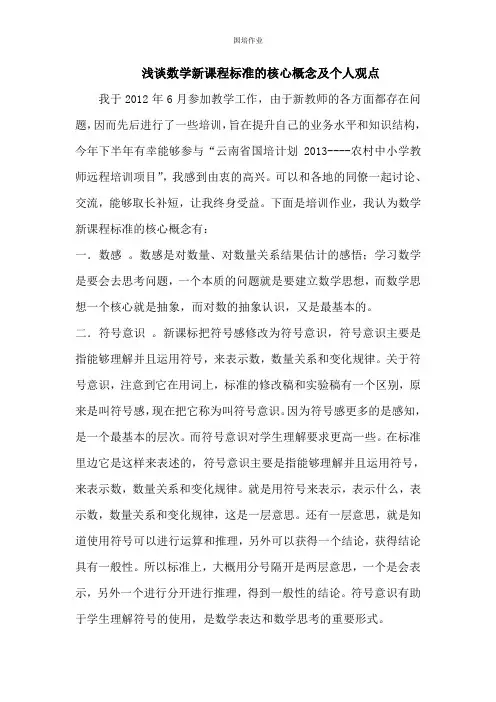 浅谈数学新课程标准的核心概念及个人观点