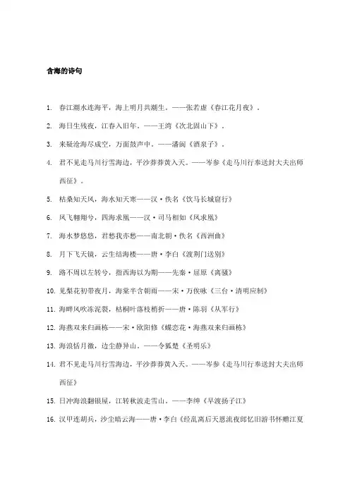 含海的诗句
