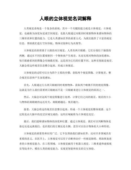 人眼的立体视觉名词解释