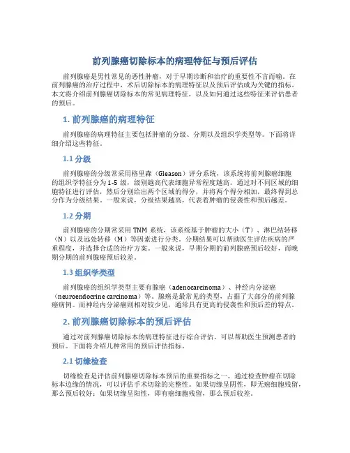 前列腺癌切除标本的病理特征与预后评估